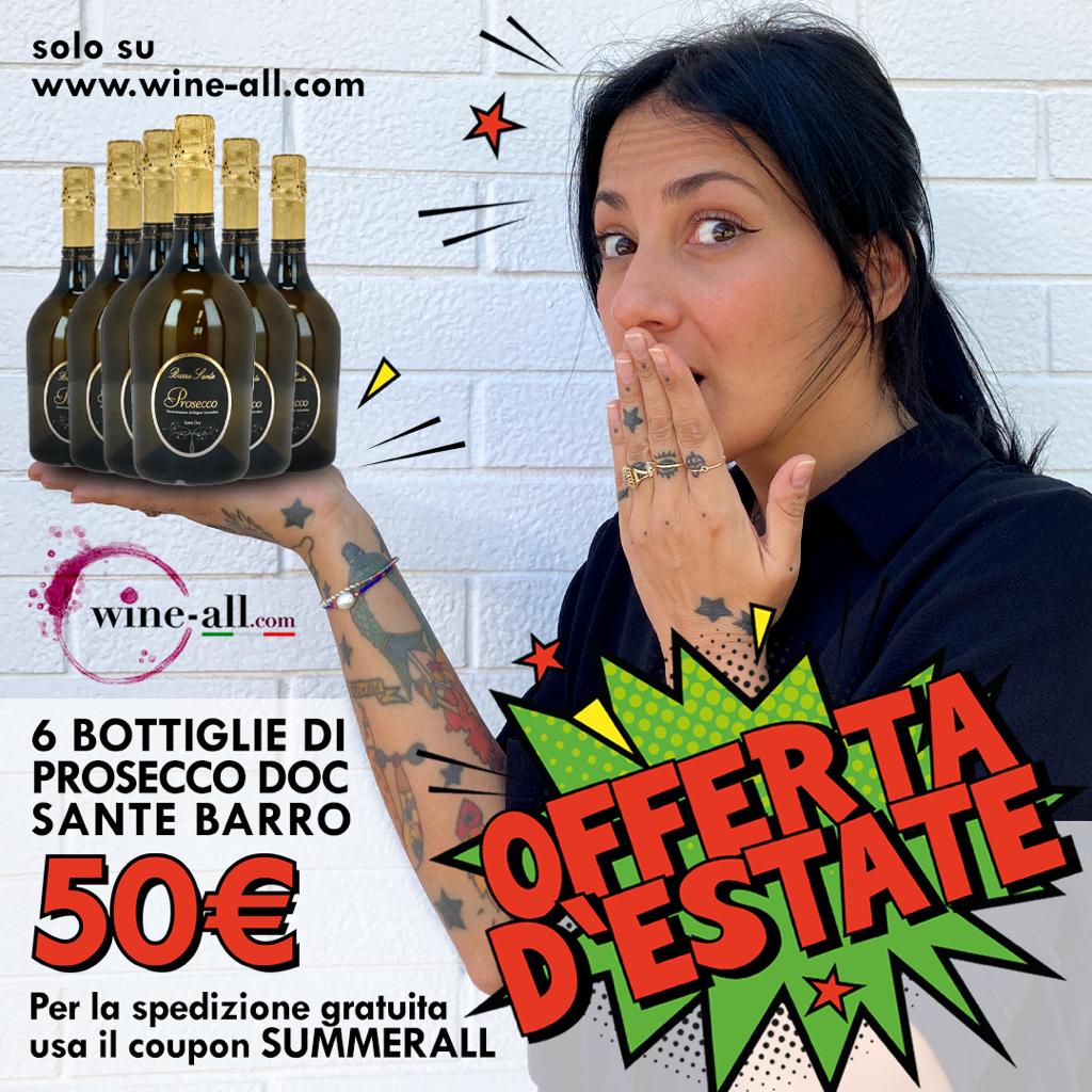 6 Bottiglie - Sante Barro Prosecco DOC Veneto Extra Dry -  Promo Estate